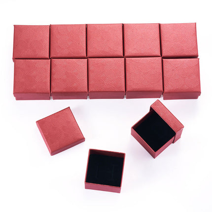 12 écrins pour bagues rouge foncé 5*5*3 cm