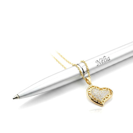 Collier pour femme chaîne ornée d'un joli pendentif cœur serti de zirconiums Colliers plaqué or Bijouxmode