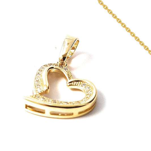 Chain Necklace and CZ Diamond Heart Pendant Set