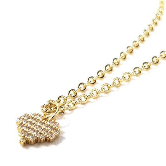 Conjunto de collar de cadena y colgante de corazón con pequeños diamantes de circonita cúbica