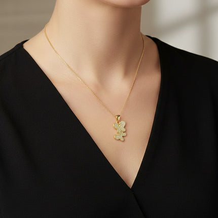 Collier pour femme chaîne ornée d'un joli pendentif serti de zirconiums Colliers plaqué or Bijouxmode