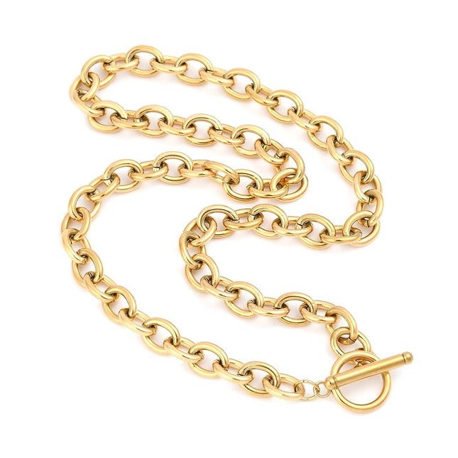 Collier acier inoxydable chaîne fermoir toggle Colliers pierres naturelles Bijouxmode