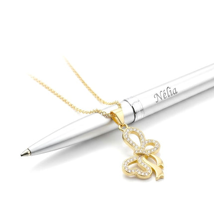 Collier pour femme chaîne ornée d'un joli pendentif nœud serti de zirconiums Colliers plaqué or Bijouxmode