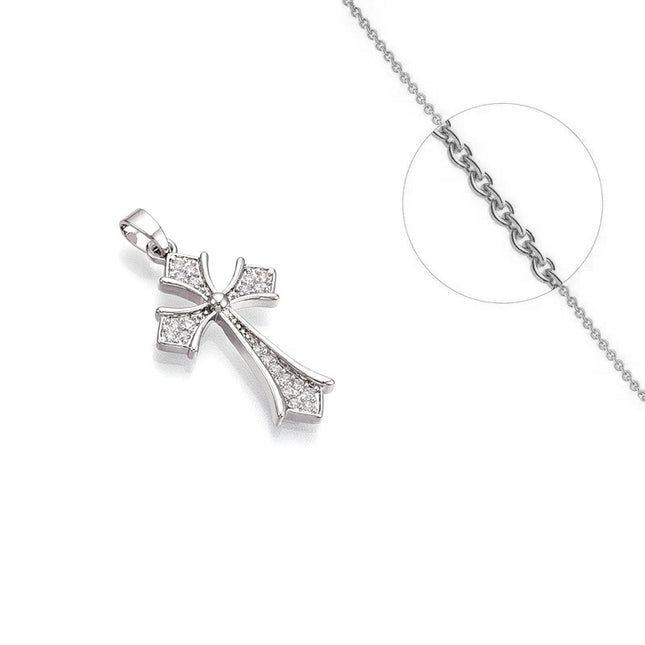 Necklace for women or men with cross pendant set with zirconiums