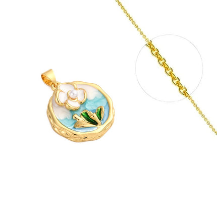 Collier pour femme chaîne ornée d'un joli pendentif fleur émaillé Colliers plaqué or Bijouxmode