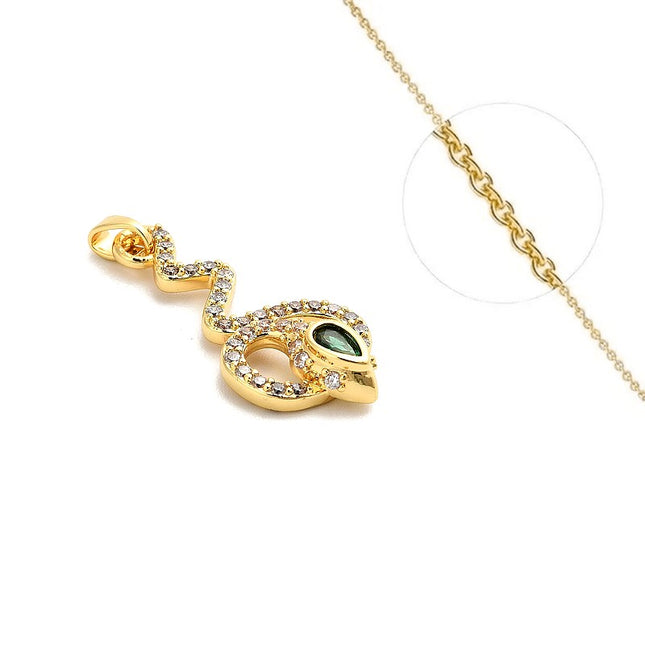 Collier pour femme chaîne ornée d'un joli pendentif serpent zirconiums blancs sertis Colliers plaqué or Bijouxmode