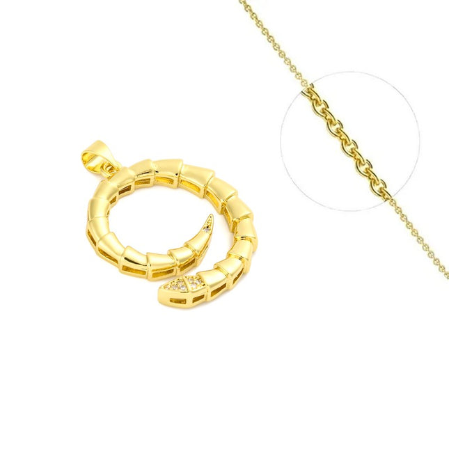 Collier pour femme chaîne ornée d'un joli pendentif serpent zirconiums blancs sertis Colliers plaqué or Bijouxmode