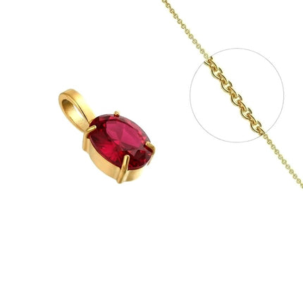 Collier doré chaîne et pendentif solitaire zirconium rouge fushia serti Colliers plaqué or Bijouxmode
