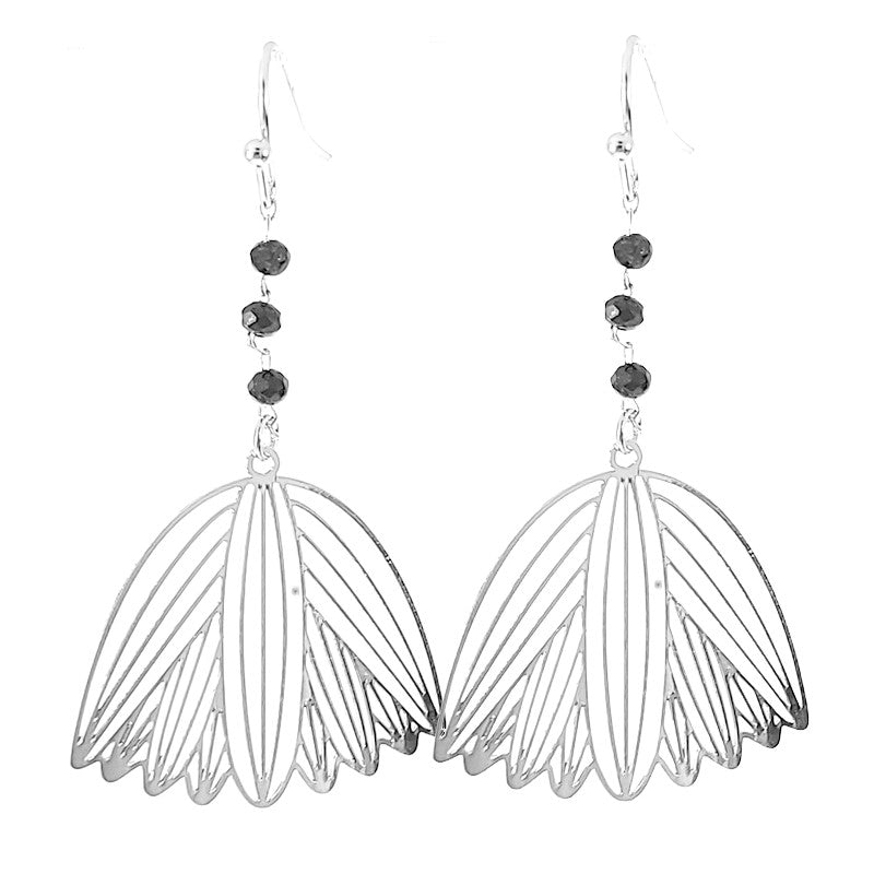 Fancy silver drop pearl earrings