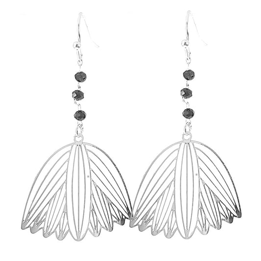 Boucles d'oreilles fantaisie perles tombante argenté