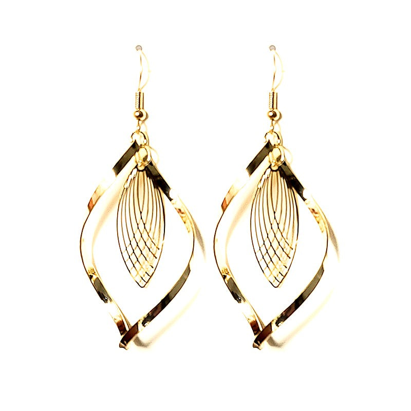 Fancy drop filigree gold leaf earrings