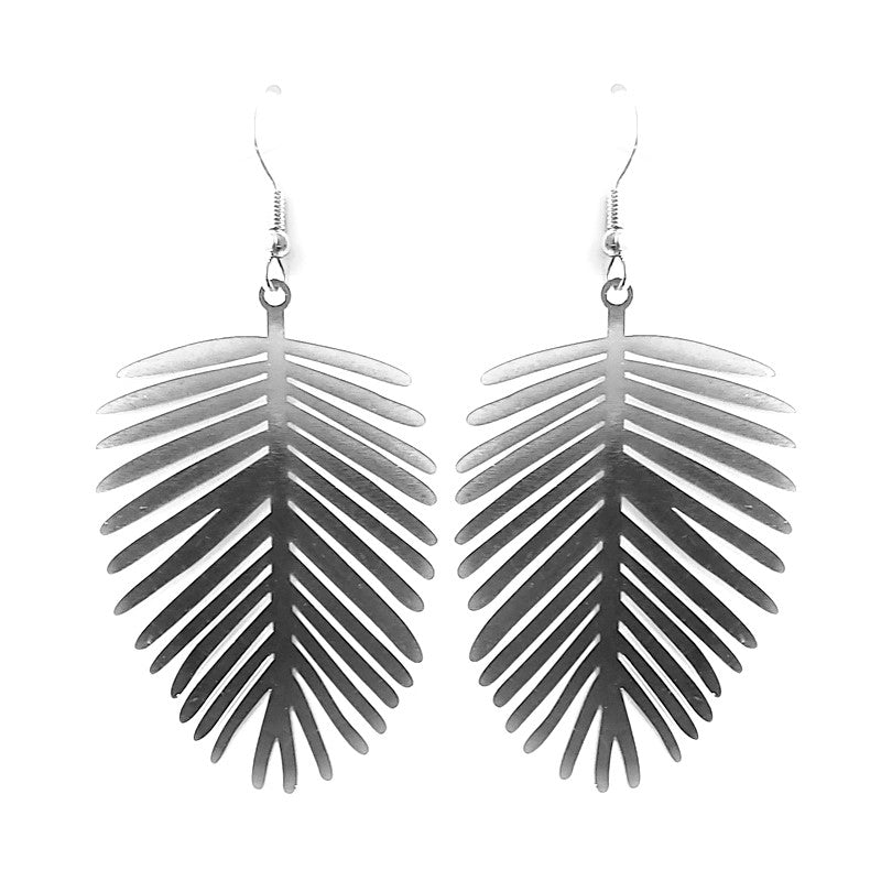 Boucles d'oreilles fantaisie filigrane feuille argent