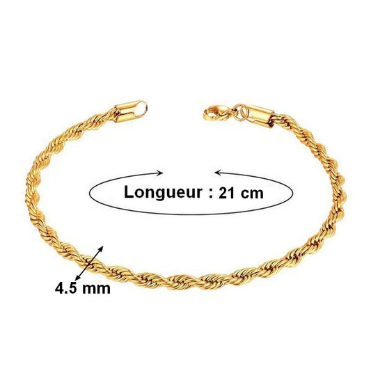 Bracelet pour femme - Mailles torsadées 4.5 mm - 21 cm