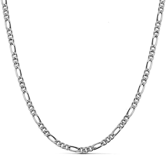 Chaîne collier acier inoxydable maille figaro - Couleur argenté 46 cm - 3 mm