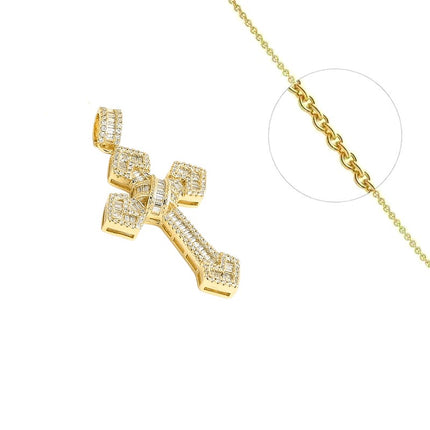 Collier chaîne et pendentif croix imposante zirconiums sertis Colliers plaqué or Bijouxmode