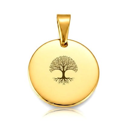 Colgante de acero con árbol de la vida plateado redondo personalizable