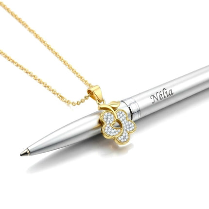 Collier pour femme chaîne ornée d'un pendentif fleur et cœur sertis de zirconiums Colliers plaqué or Bijouxmode