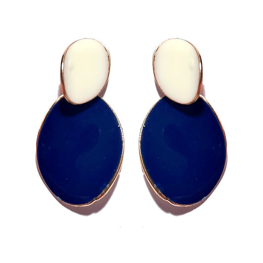 Boucles d'oreilles fantaisie tombante nacre bleu