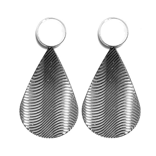 Boucles d'oreilles fantaisie ovale argenté nacre