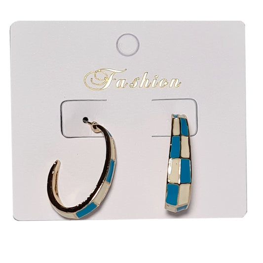 Boucles d'oreilles fantaisie créoles bleu nacré