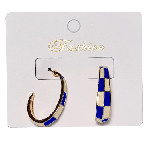 Boucles d'oreilles fantaisie créoles bleu nacré