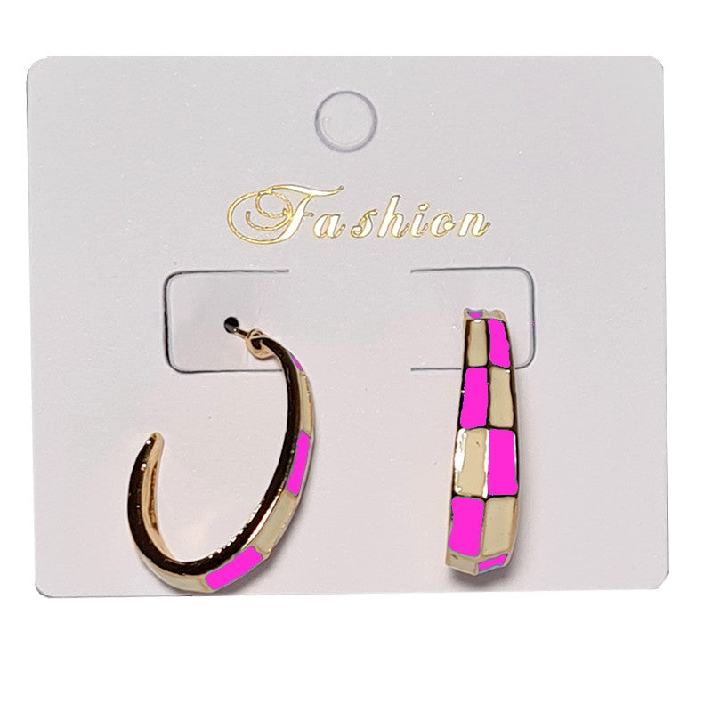 Pearly pink fancy hoop earrings