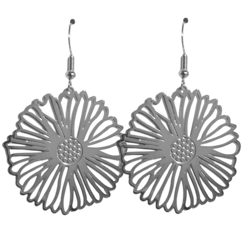 Silver rosette filigree fancy earrings