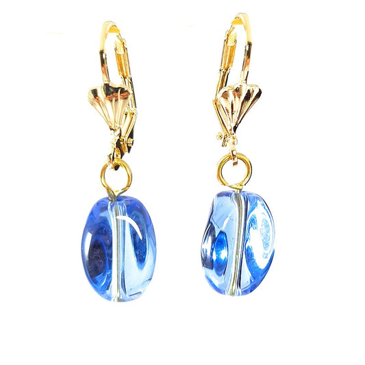Boucles d'oreilles perle de verre bleu
