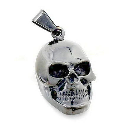 Pendentif acier 316 argenté Gothique Rock ou Biker - Tête de mort Papybiker66