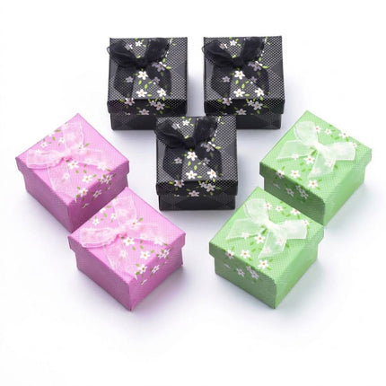 24 écrins fleur pour bague finition couleurs mélangées 5*5*4 cm