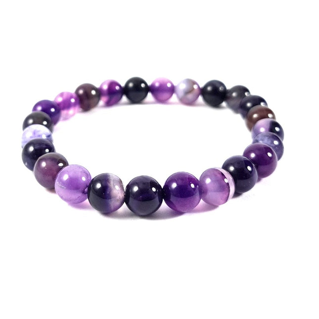 Pulsera para hombre o mujer - piedra natural ágata violeta de 8 mm