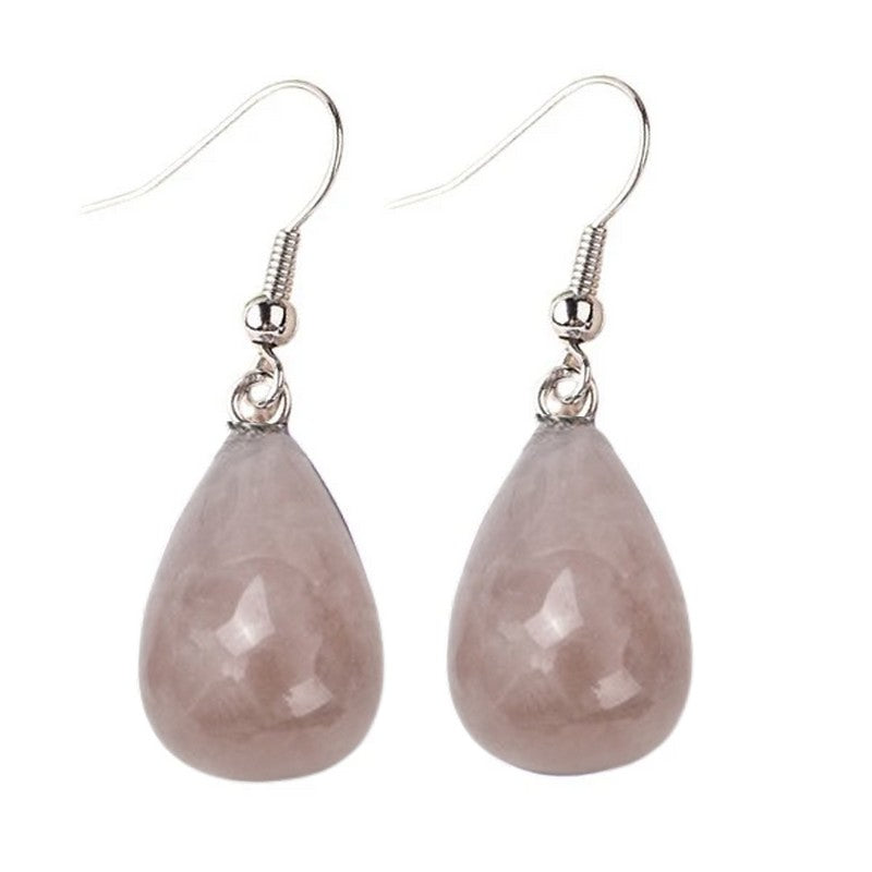 Natural stone rose quartz drop earrings