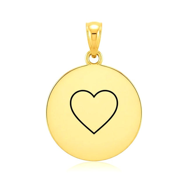 Pendentif acier à personnaliser rond argenté thème cœur