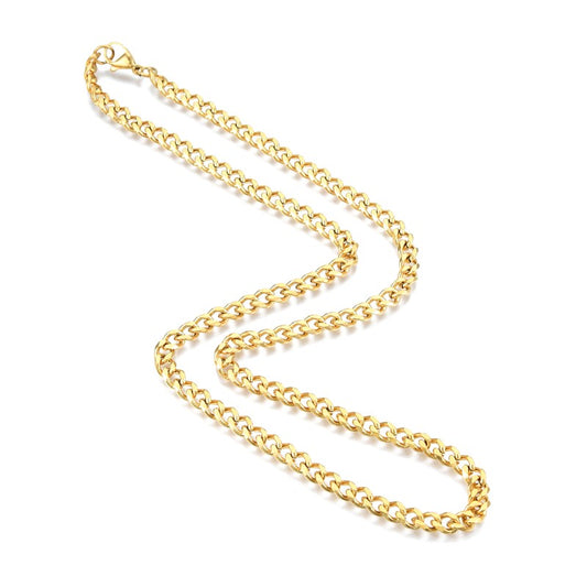 Stainless steel curb chain necklace - Gold color 50 cm - 5 mm