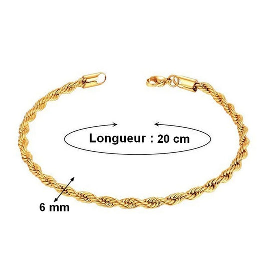 Bracelet pour femme - Mailles torsadées 6 mm - 20 cm