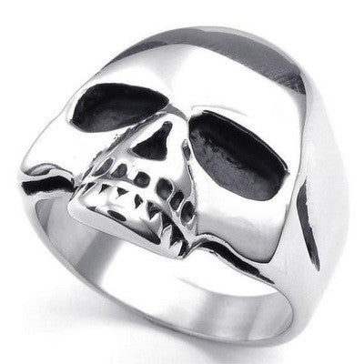 Bague en Acier 316 - Couleur argenté - Demi ' Tête de mort '