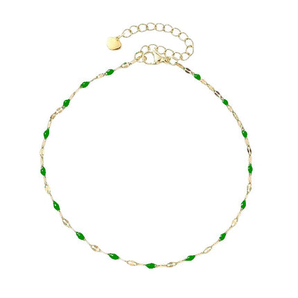 Chaîne de cheville en acier inoxydable couleur verte Bijouxmode