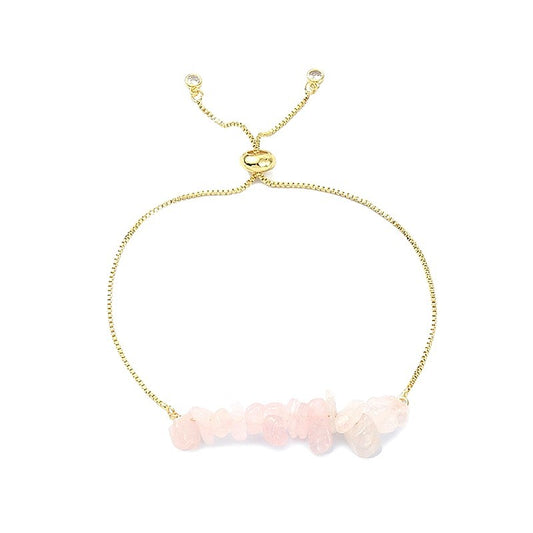 Bracelet pour homme ou femme - or - pierres naturelles quartz rose