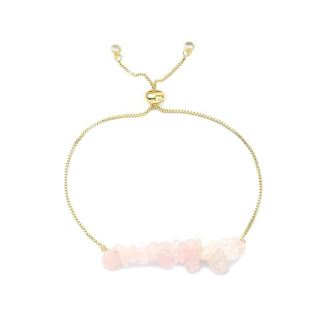 Bracelet pour homme ou femme - or - pierres naturelles quartz rose