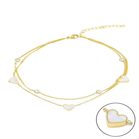 Women's bracelet - flexible with 3 heart charms in 18k gold-plated steel