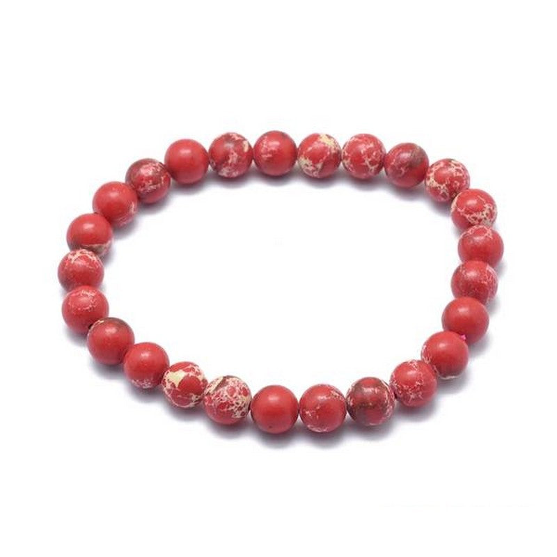 Bracelet pour Homme ou Femme - Pierre naturelle 10 mm - Régalite rouge