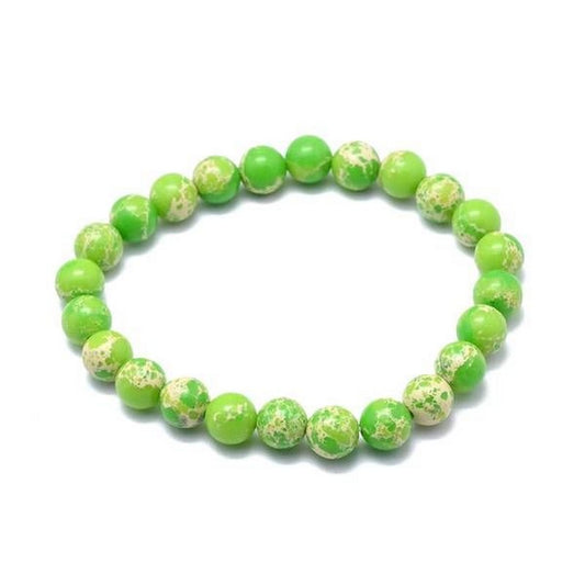 Bracelet for Men or Women - Natural stone 10 mm - Green regalite