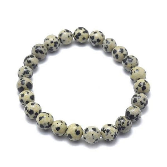 Bracelet pour Homme ou Femme - Pierre naturelle 10 mm - Jaspe dalmatien