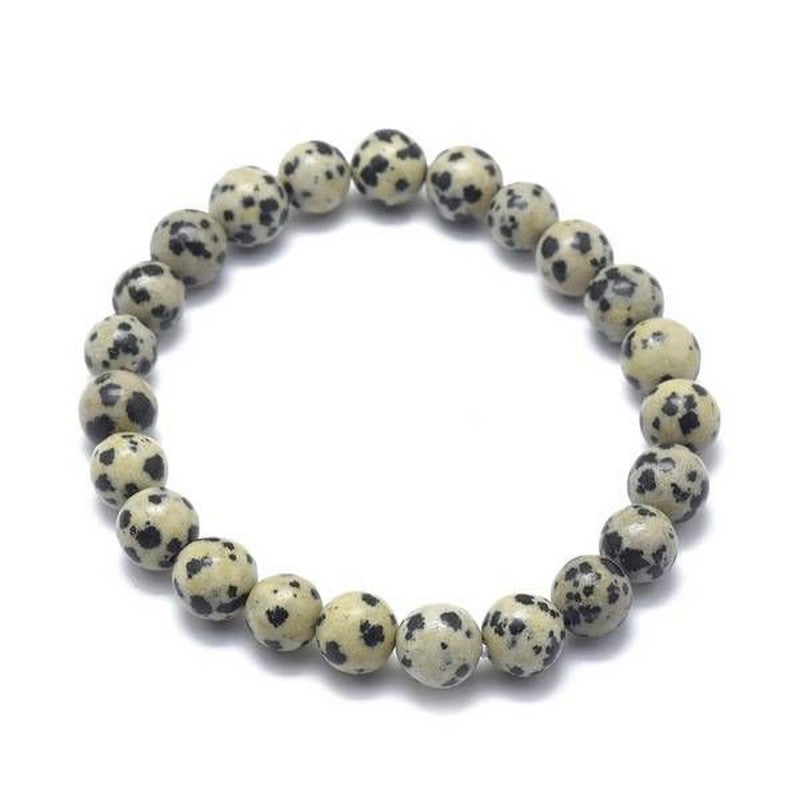 Pulsera para Hombre o Mujer - Piedra natural 10 mm - Jaspe Dálmata