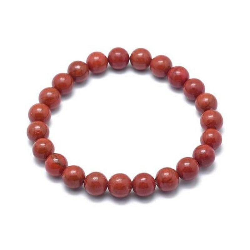 Bracelet pour Homme ou Femme - Pierre naturelle 10 mm - Jaspe rouge