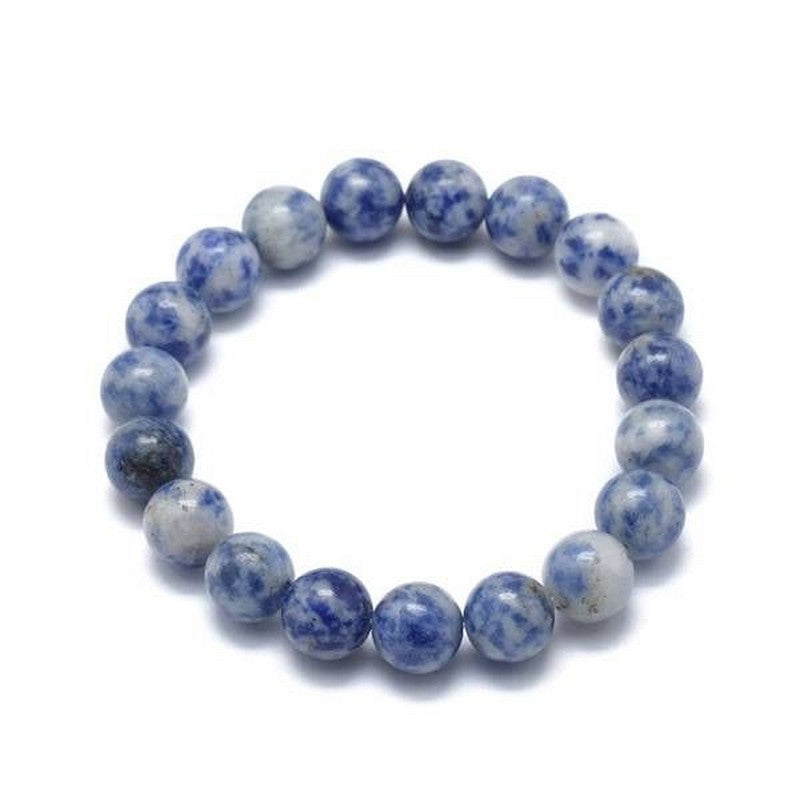 Bracelet pour Homme ou Femme - Pierre naturelle 10 mm - Jaspe tache bleu