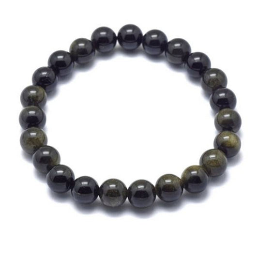 Bracelet for men or women - natural stone 10 mm - Obsidian