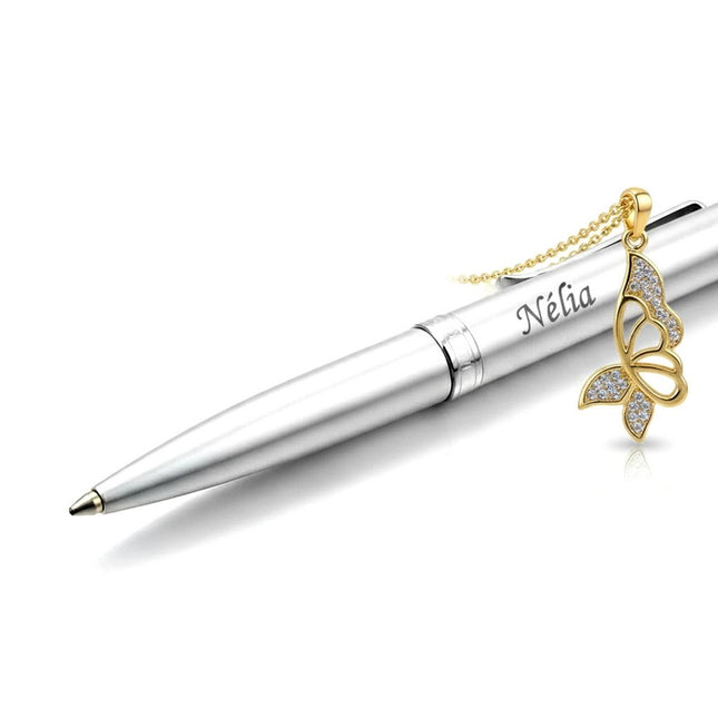 Collier pour femme chaîne ornée d'un joli pendentif papillon serti de zirconiums Colliers plaqué or Bijouxmode