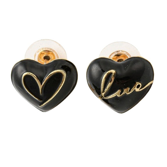 Black and gold love heart earrings