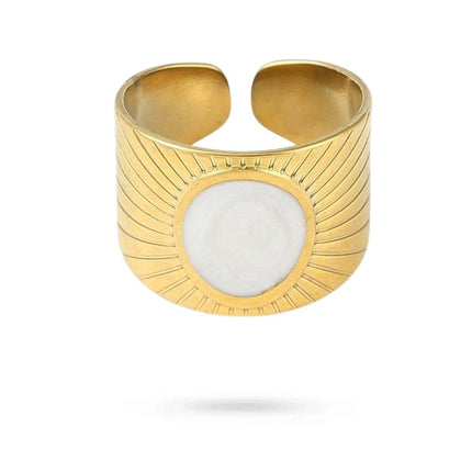 Bague acier inoxydable émail blanc Bijouxmode